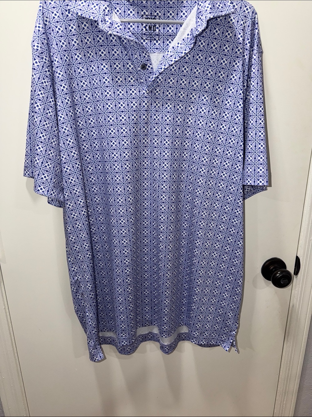 Men's Light Blue Geometric Polo Tank Top - Comfortable Casual